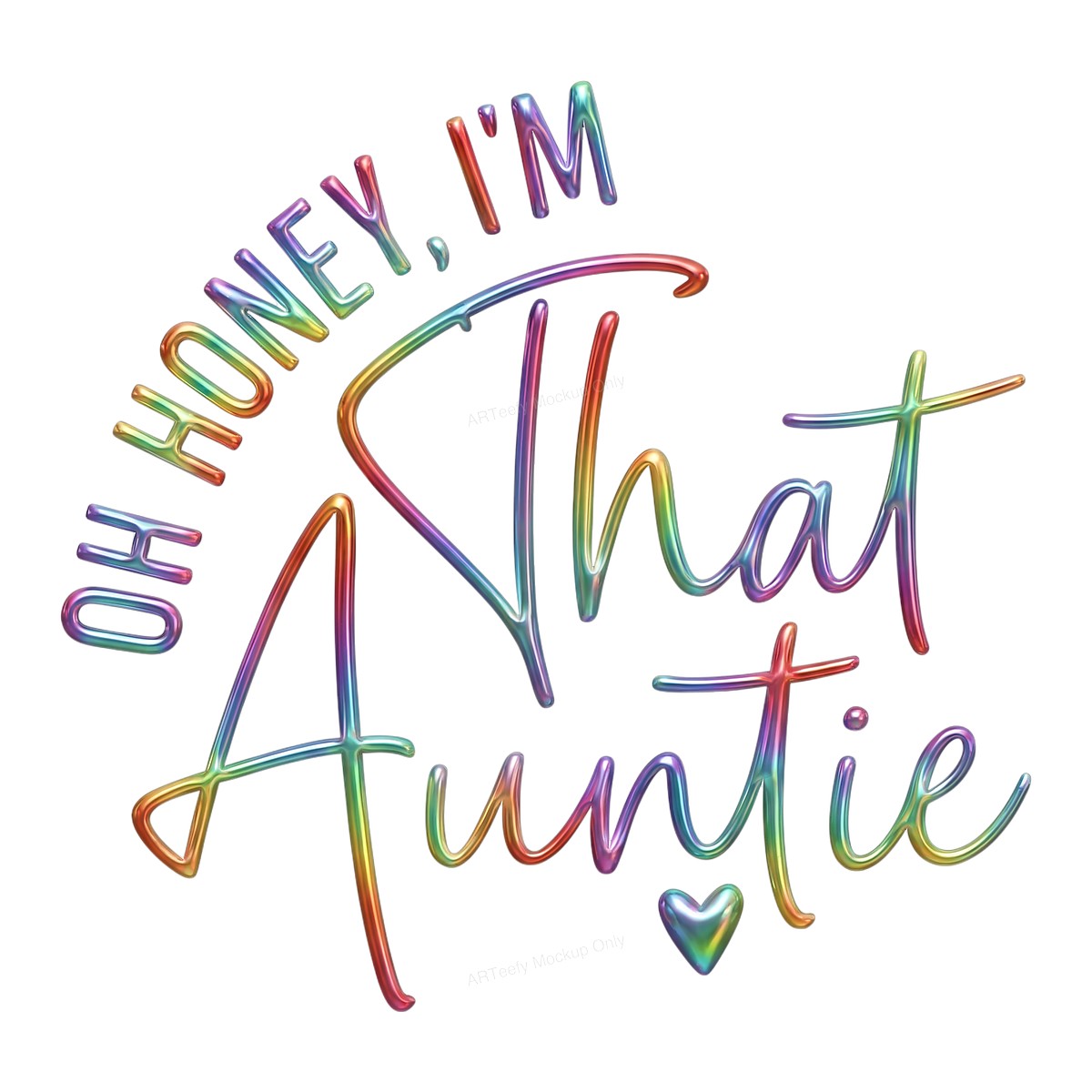 DTF Heat Transfer Iron On Sticker Iron On Heat Transfers Colorful Auntie Lettering Design for T Shirts Hoodies Clearance - 1