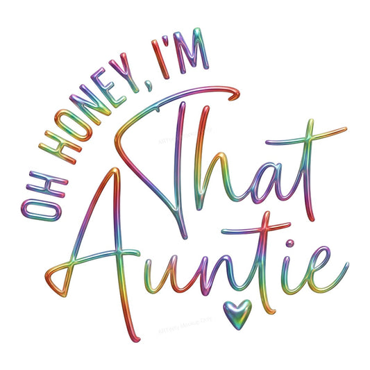 DTF Heat Transfer Iron On Sticker Iron On Heat Transfers Colorful Auntie Lettering Design for T Shirts Hoodies Clearance - 1