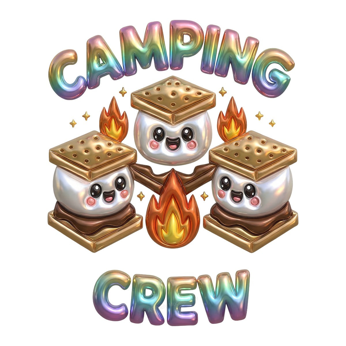 DTF Heat Transfer Iron On Sticker Iron On Transfers for T Shirts Cute Camping Crew Smores Design Heat Press Ready for Outdoor Adventure Apparel Local Warehouse - 1
