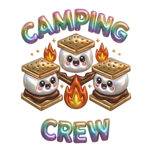DTF Heat Transfer Iron On Sticker Iron On Transfers for T Shirts Cute Camping Crew Smores Design Heat Press Ready for Outdoor Adventure Apparel Local Warehouse - 1
