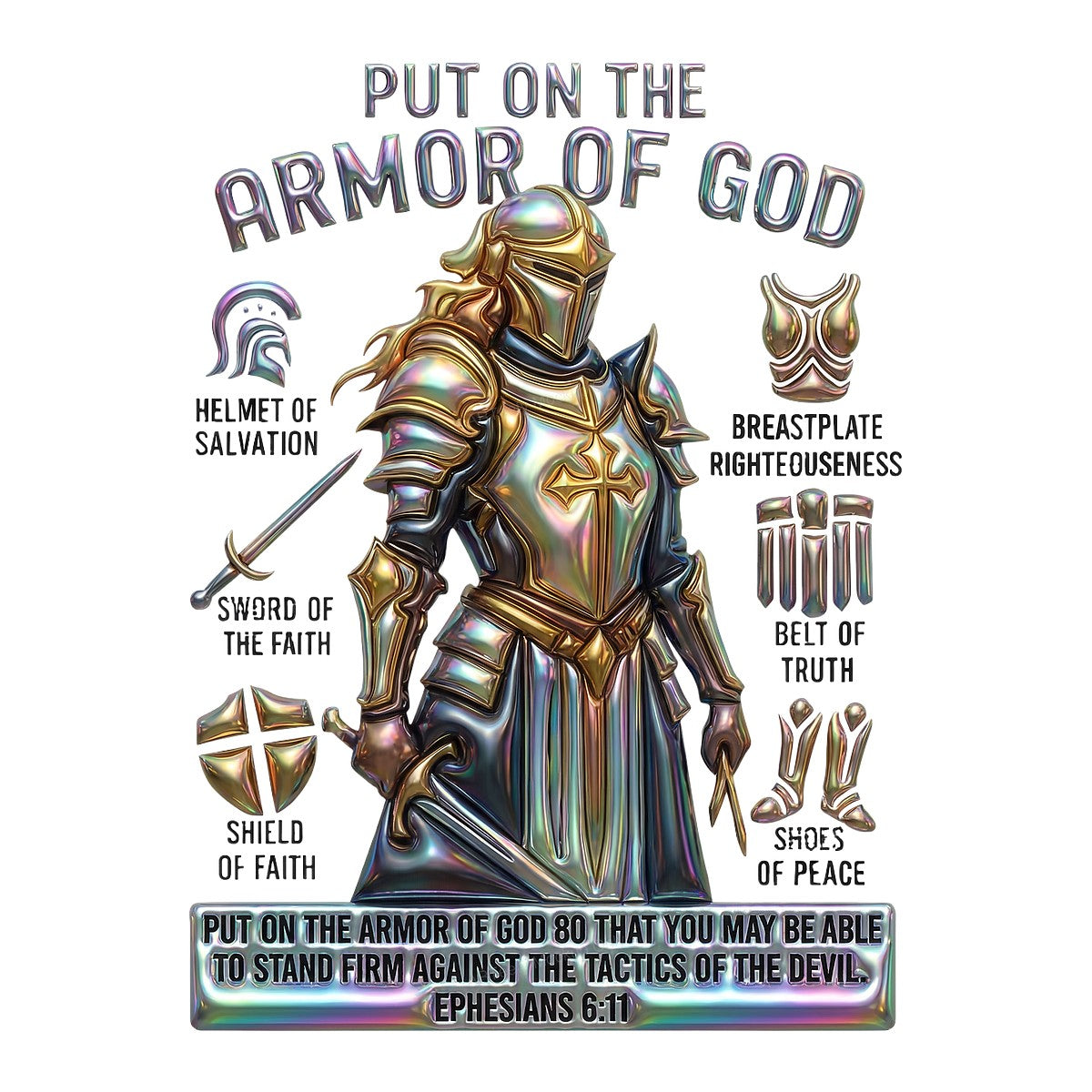 DTF Heat Transfer Iron On Sticker Iron On Heat Transfers Armor of God Design Faith Based Apparel for Spiritual Gifts Clearance - 1