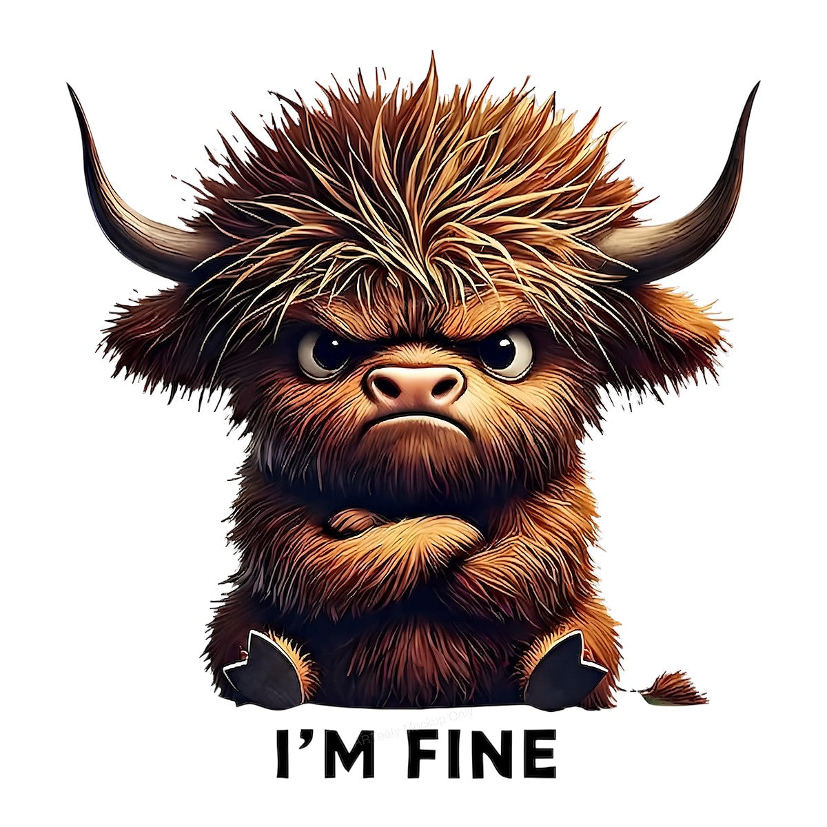 Funny Graphic Transfer Grumpy Highland Cow Quote Design for T Shirts and Hoodies - 1