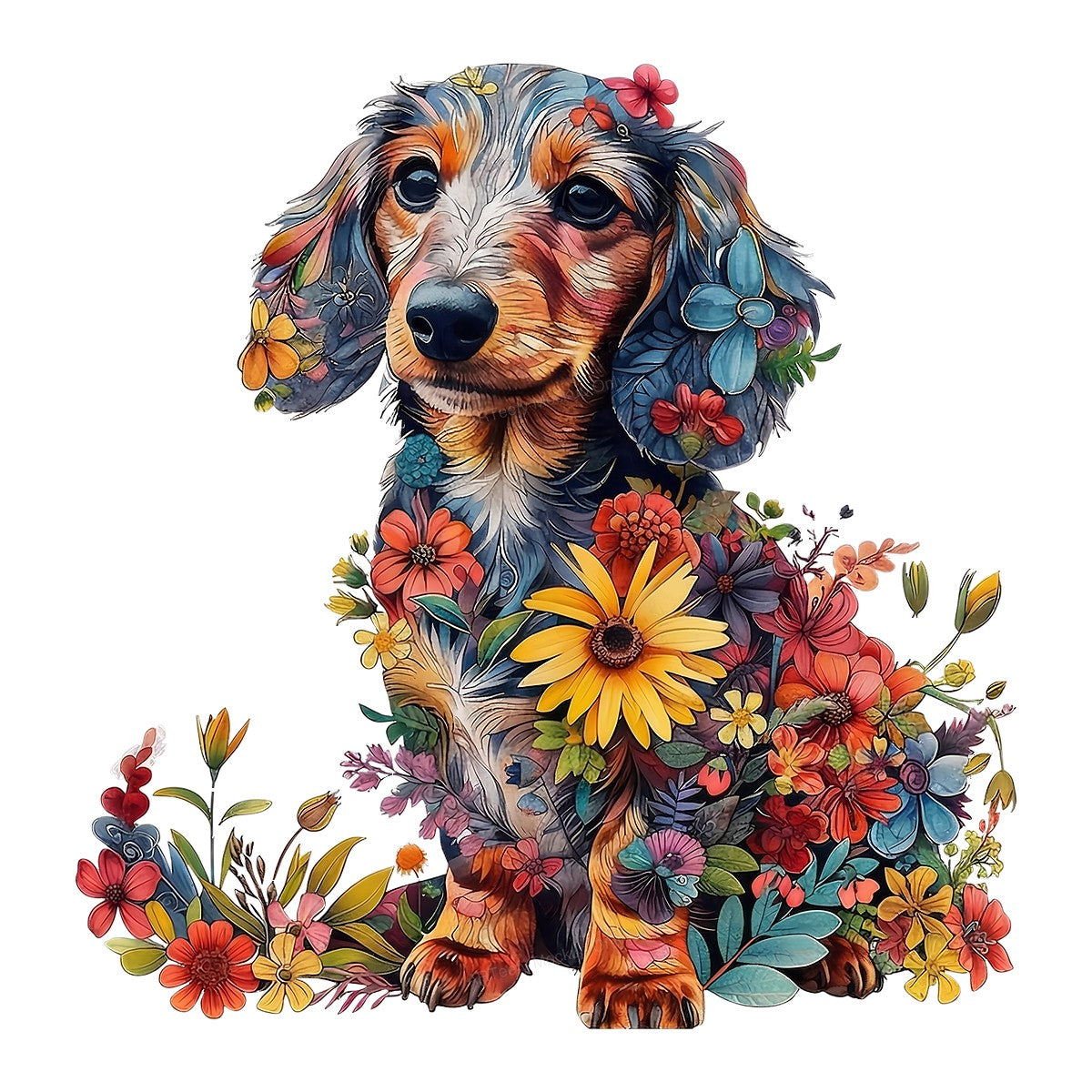 DTF Heat Transfer Iron On Sticker Iron On Heat Transfers Colorful Floral Dog Design for Apparel Bags Jackets Local Warehouse - 1