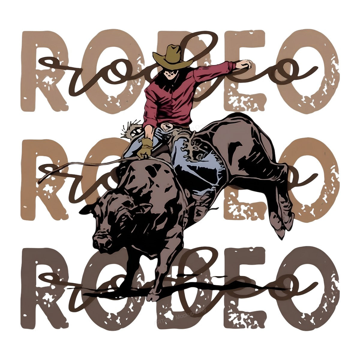 DTF Heat Transfer Iron On Sticker Iron On Heat Transfers Western Rodeo Bull Rider Design for T Shirts Hoodies Local Warehouse - 1