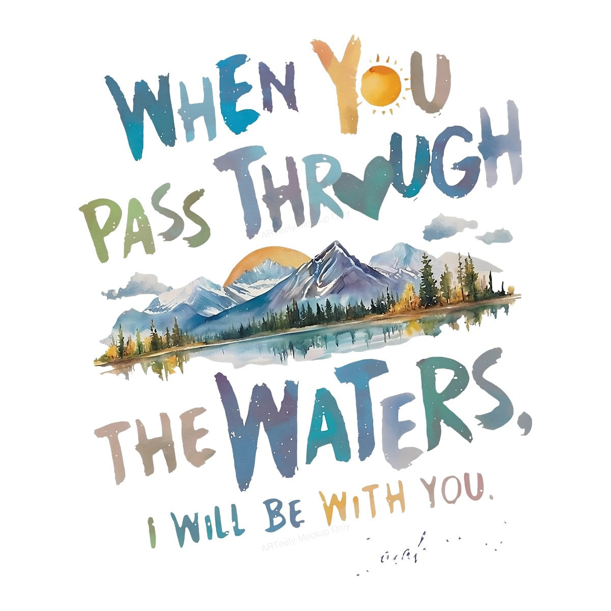 DTF Heat Transfer Iron On Sticker Iron On Heat Transfers Scenic Mountain Landscape Inspirational Quote for Apparel Home Decor Local Warehouse - 1