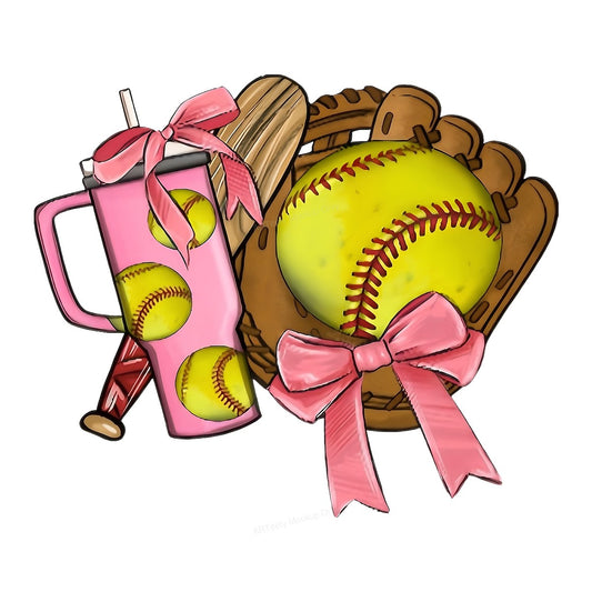 DTF Heat Transfer Iron On Sticker Iron On Heat Transfers Pink Softball Design for Sports Apparel Bags Clearance - 1