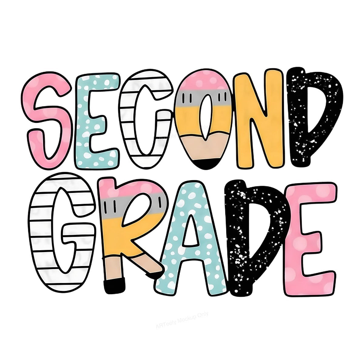 Second Grade Teacher Back to School Pencil DTF Heat Transfer Iron On Sticker 2nd Grade Teacher Gift Shirt - 1