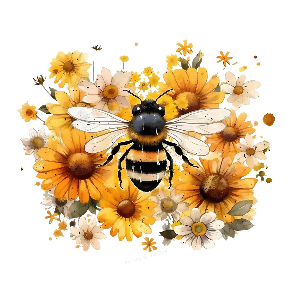 DTF Heat Transfer Iron On Sticker Iron On Heat Transfers Bumblebee and Floral Design for T Shirts Hoodies Fall Seasonal Clearance - 1