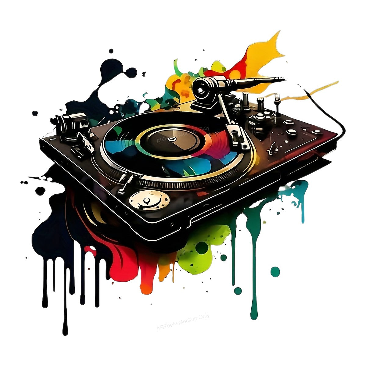 DTF Heat Transfer Iron On Sticker Iron On Heat Transfers Colorful Turntable Design for Music Lovers Apparel Local Warehouse - 1
