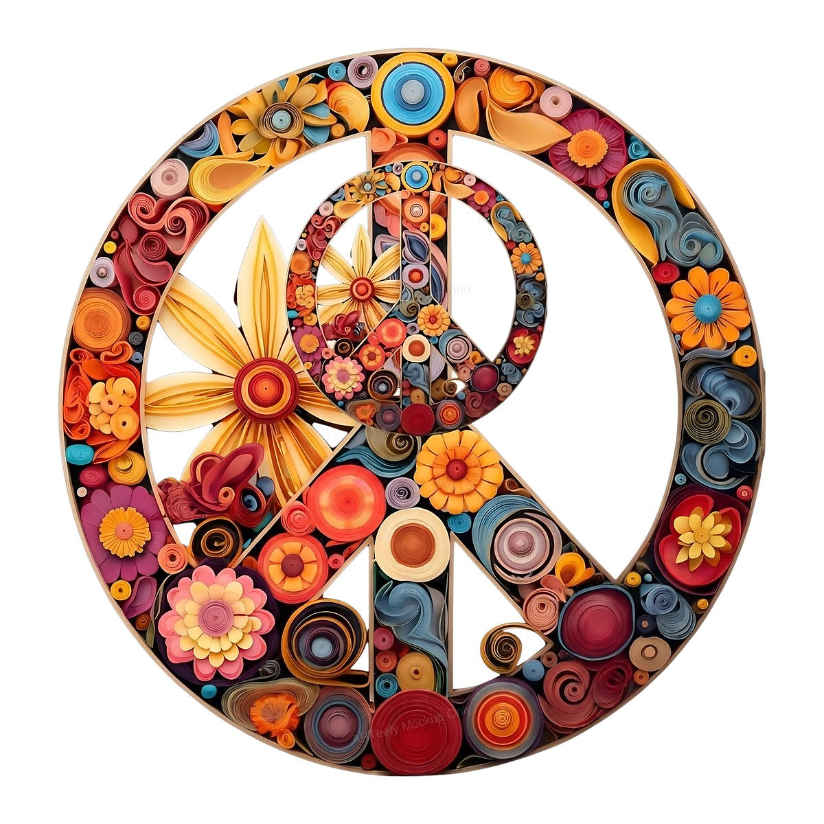 DTF Heat Transfer Iron On Sticker Iron On Heat Transfers Colorful Peace Symbol Floral Pattern for T Shirts Hoodies Local Warehouse - 1