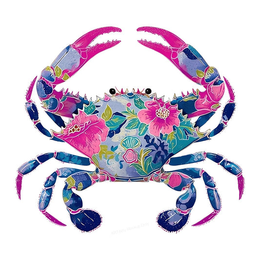 DTF Heat Transfer Iron On Sticker Iron On Heat Transfers Colorful Floral Crab Design for T Shirts Beachwear Summer Fashion Clearance - 1