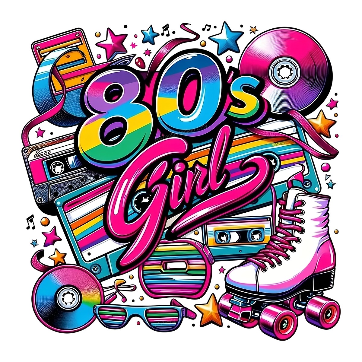 DTF Heat Transfer Iron On Sticker Iron On Heat Transfers Retro 80s Style Neon Colors for T Shirts Jackets Local Warehouse - 1