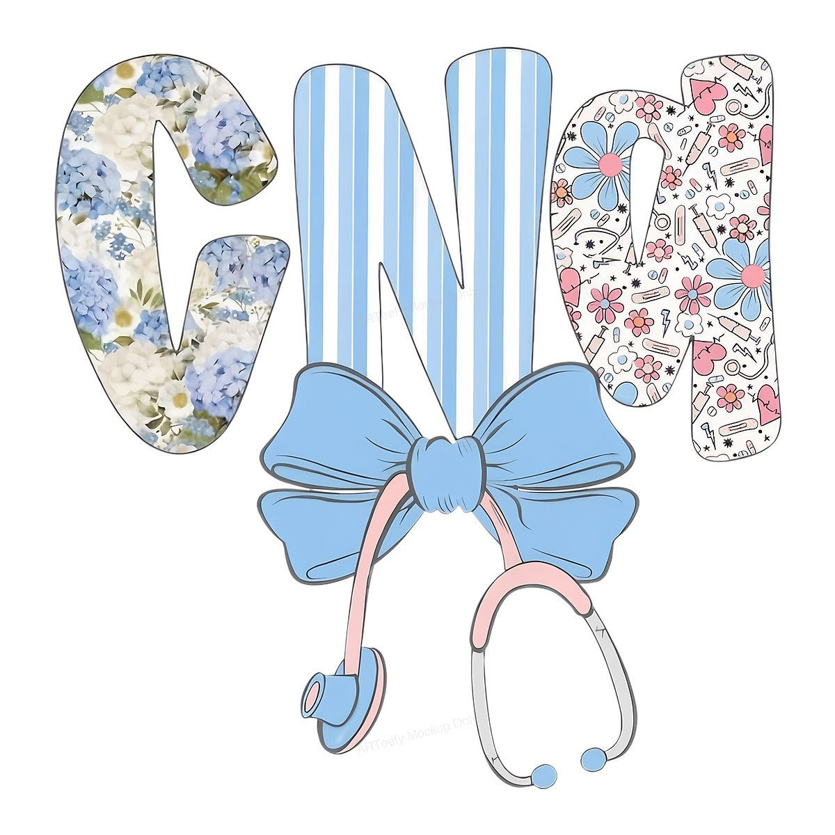 DTF Heat Transfer Iron On Sticker Iron On Heat Transfers Floral Stethoscope Design for Medical Apparel Nurse Day Gifts Clearance - 1