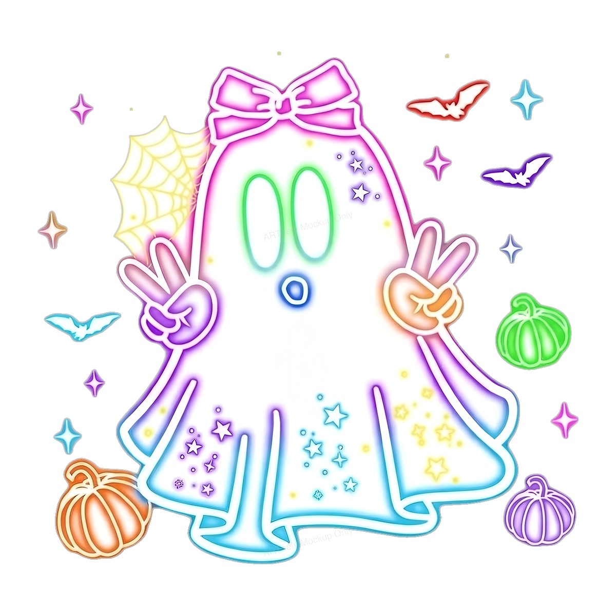 DTF Heat Transfer Iron On Sticker Iron On Transfers for T Shirts Halloween Glow in the Dark Ghost Design for Spooky Apparel Local Warehouse - 1