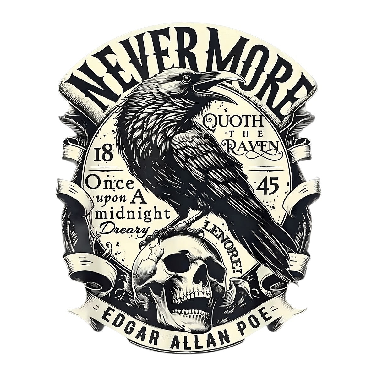 DTF Heat Transfer Iron On Sticker Iron On Heat Transfers Gothic Raven Skull Design for Halloween Apparel Local Warehouse - 1