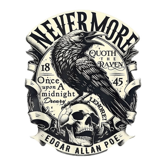 DTF Heat Transfer Iron On Sticker Iron On Heat Transfers Gothic Raven Skull Design for Halloween Apparel Local Warehouse - 1