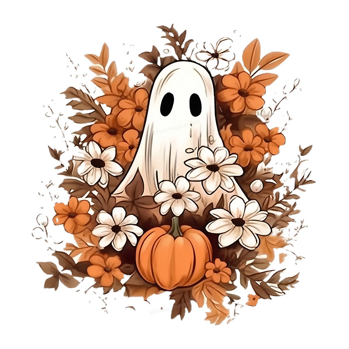DTF Heat Transfer Iron On Sticker Iron On Heat Transfers Ghost Pumpkin Floral Design Halloween Decorations Clearance Local Warehouse - 1