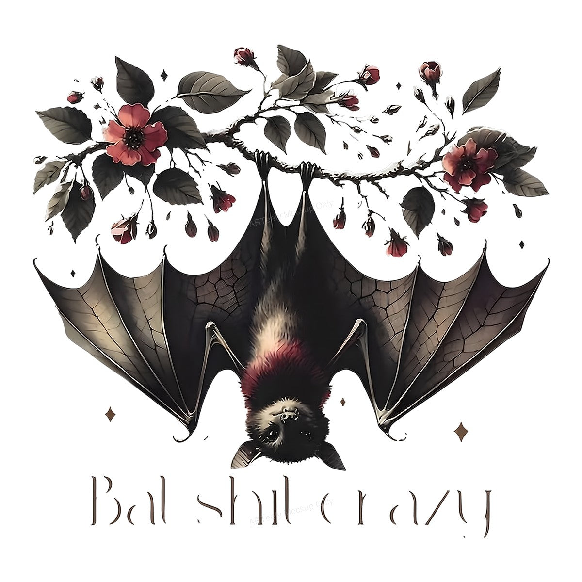 DTF Heat Transfer Iron On Sticker Iron On Heat Transfers Gothic Bat Floral Design Halloween Decorations Clearance - 1