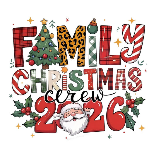 DTF Heat Transfer Iron On Sticker Iron On Heat Transfers Festive Christmas Family Crew Santa Design for Holiday T Shirts Local Warehouse - 1