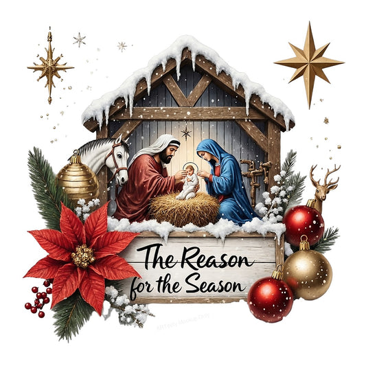 DTF Heat Transfer Iron On Sticker Iron On Heat Transfers Nativity Scene Design Christmas Holiday Apparel Local Warehouse - 1