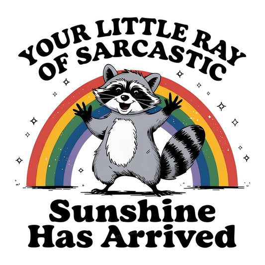 Iron On Transfer Sarcastic Raccoon Rainbow Design for T Shirts and Hoodies - 1