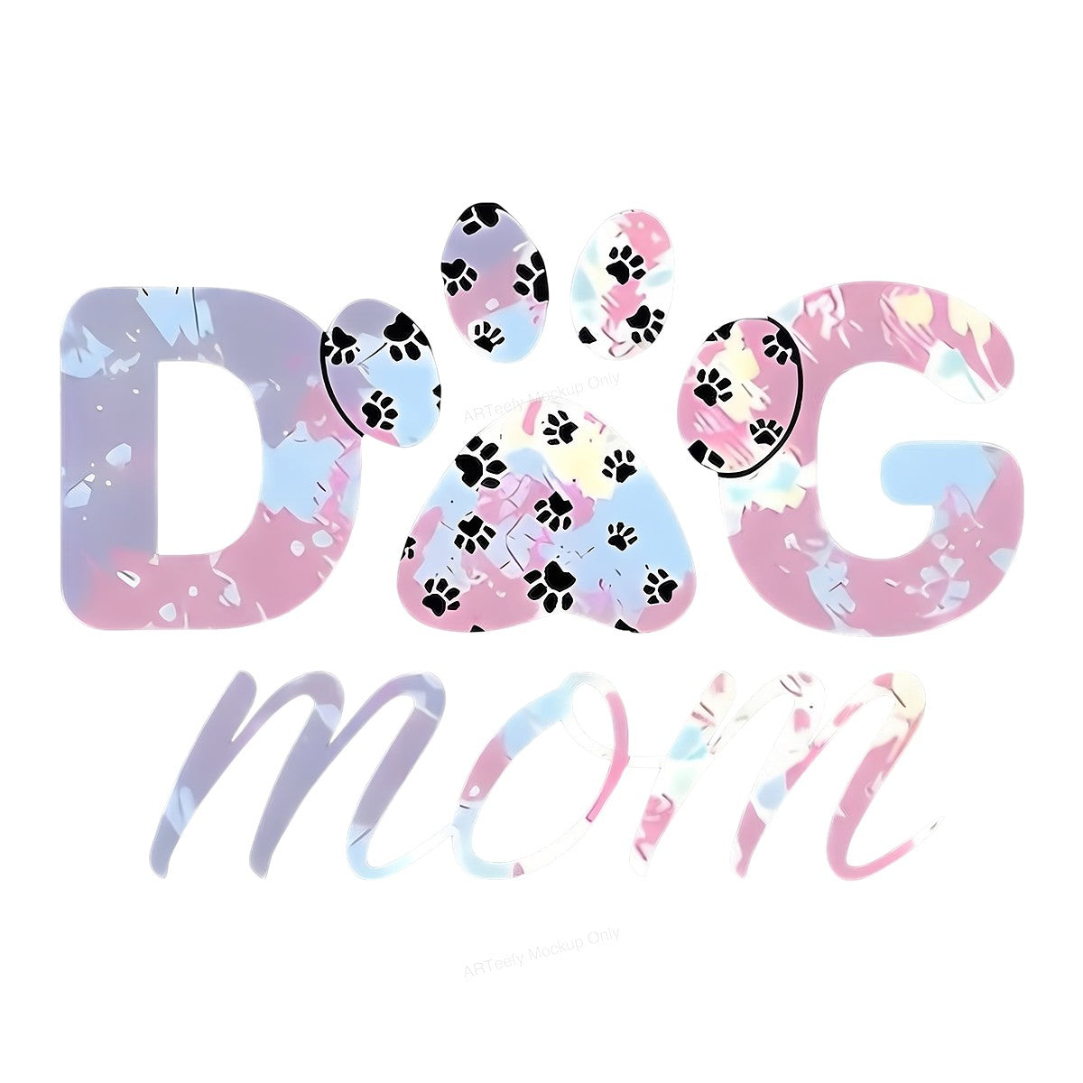 DTF Heat Transfer Iron On Sticker Iron On Heat Transfers Dog Mom Tie Dye Style Paw Print Design for Casual Wear T Shirts Hoodies - 1
