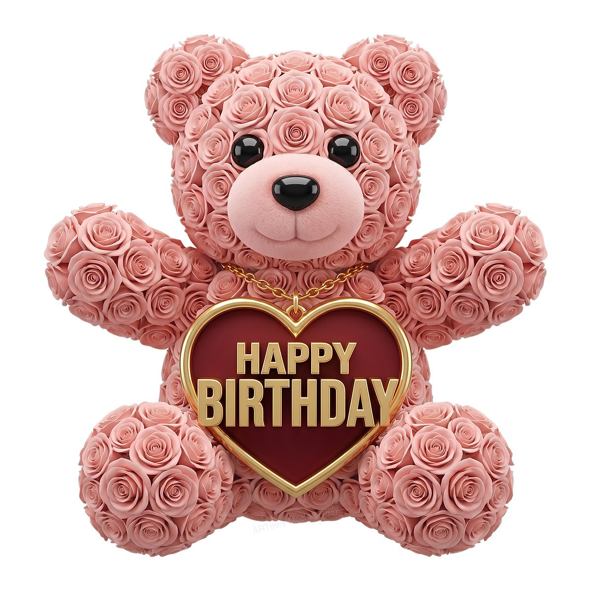 DTF Transfer Happy Birthday Rose Teddy Bear Heart Graphic for T Shirts Hoodies and Gifts - 1