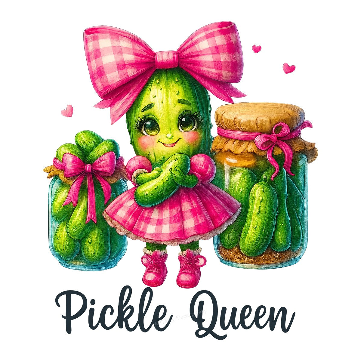 DTF Transfer Pickle Queen Quote with Cute Pickle Girl and Jar Graphic for T Shirts Hoodies and Gifts - 1