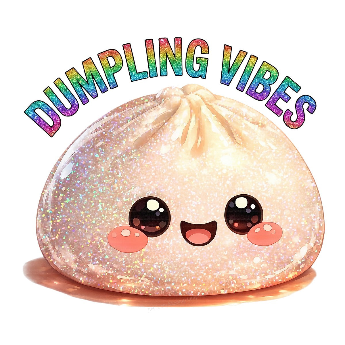 DTF Transfer Dumpling Vibes Kawaii Glitter Dumpling Graphic for T Shirts Hoodies and Tote Bags - 1