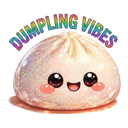 DTF Transfer Dumpling Vibes Kawaii Glitter Dumpling Graphic for T Shirts Hoodies and Tote Bags - 1