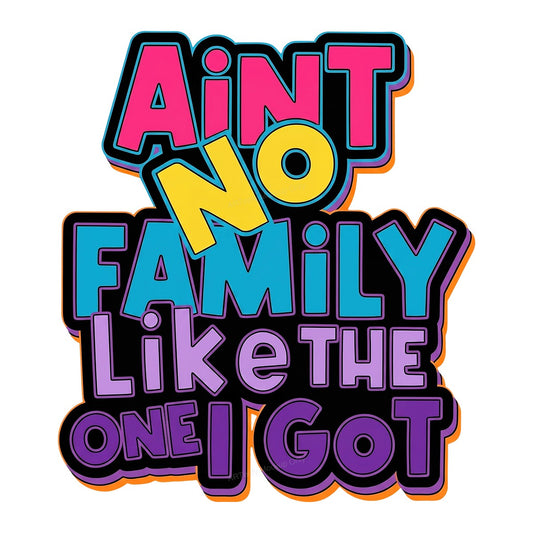 DTF Heat Transfer Ain’t No Family Like The One I Got Bold Neon Quote Graphic for T Shirts Hoodies and Gifts - 1