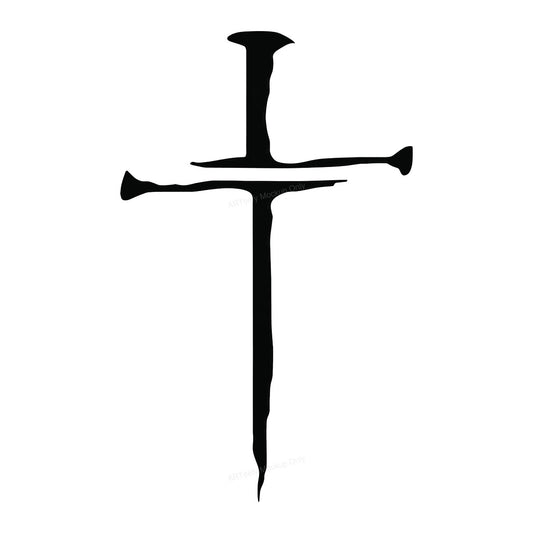 Christian Heat Transfer Cross Made of Nails Minimalist Silhouette Graphic for T Shirts Hoodies and Tote Bags - 1