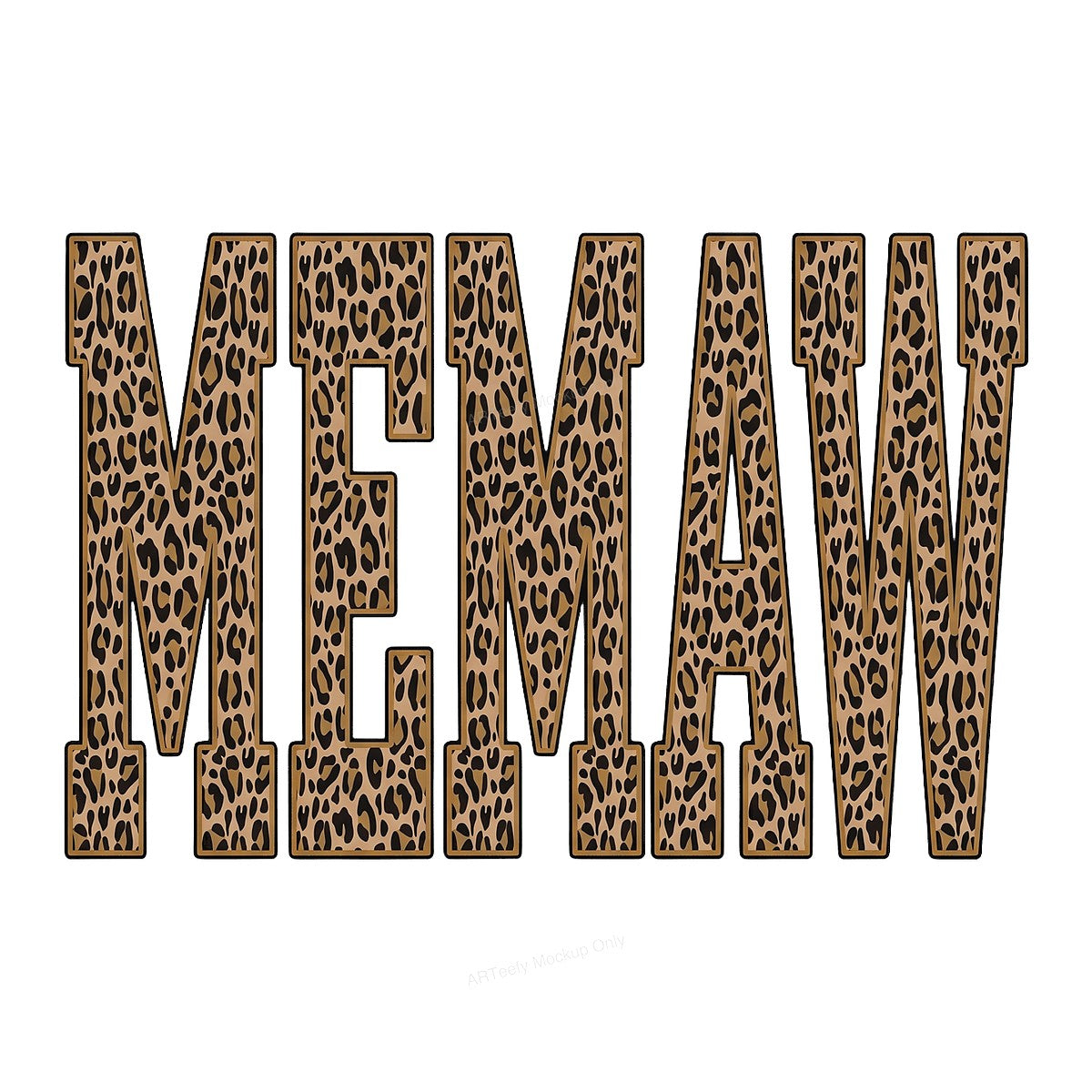 DTF Transfer MEMAW Leopard Print Block Letter Graphic for T Shirts Hoodies and Gifts - 1
