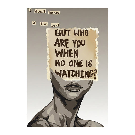 DTF Transfer Who Are You When No One Is Watching Quote Abstract Face Graphic for T Shirts Hoodies and Tote Bags - 1