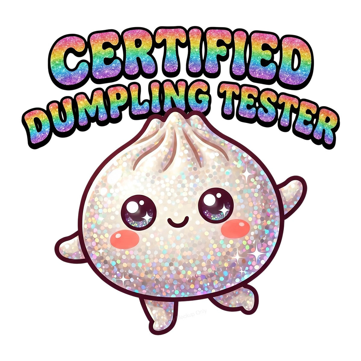 Funny Graphic Transfer Certified Dumpling Tester Glitter Kawaii Dumpling Design for T Shirts Hoodies and Aprons - 1