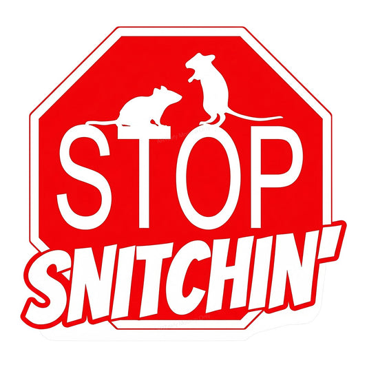 Funny Graphic Transfer Stop Snitchin Quote with Rats Stop Sign Design for T Shirts Hoodies and Tote Bags - 1