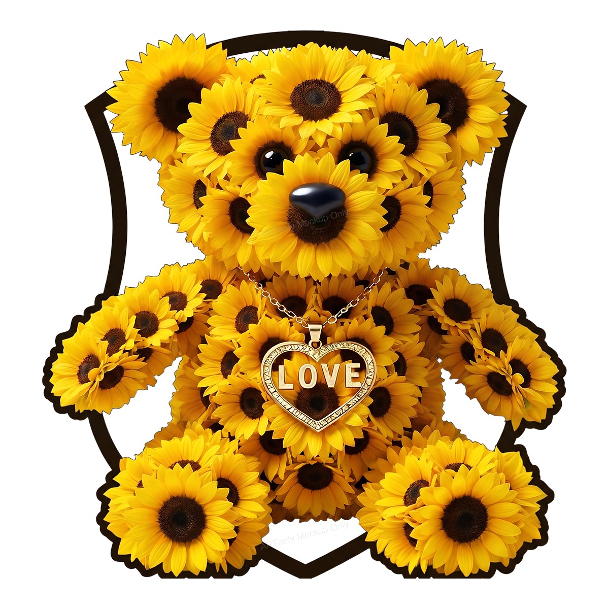DTF Heat Transfer Sunflower Teddy Bear Love Heart Pendant Graphic for T Shirts Hoodies and Tote Bags - 1