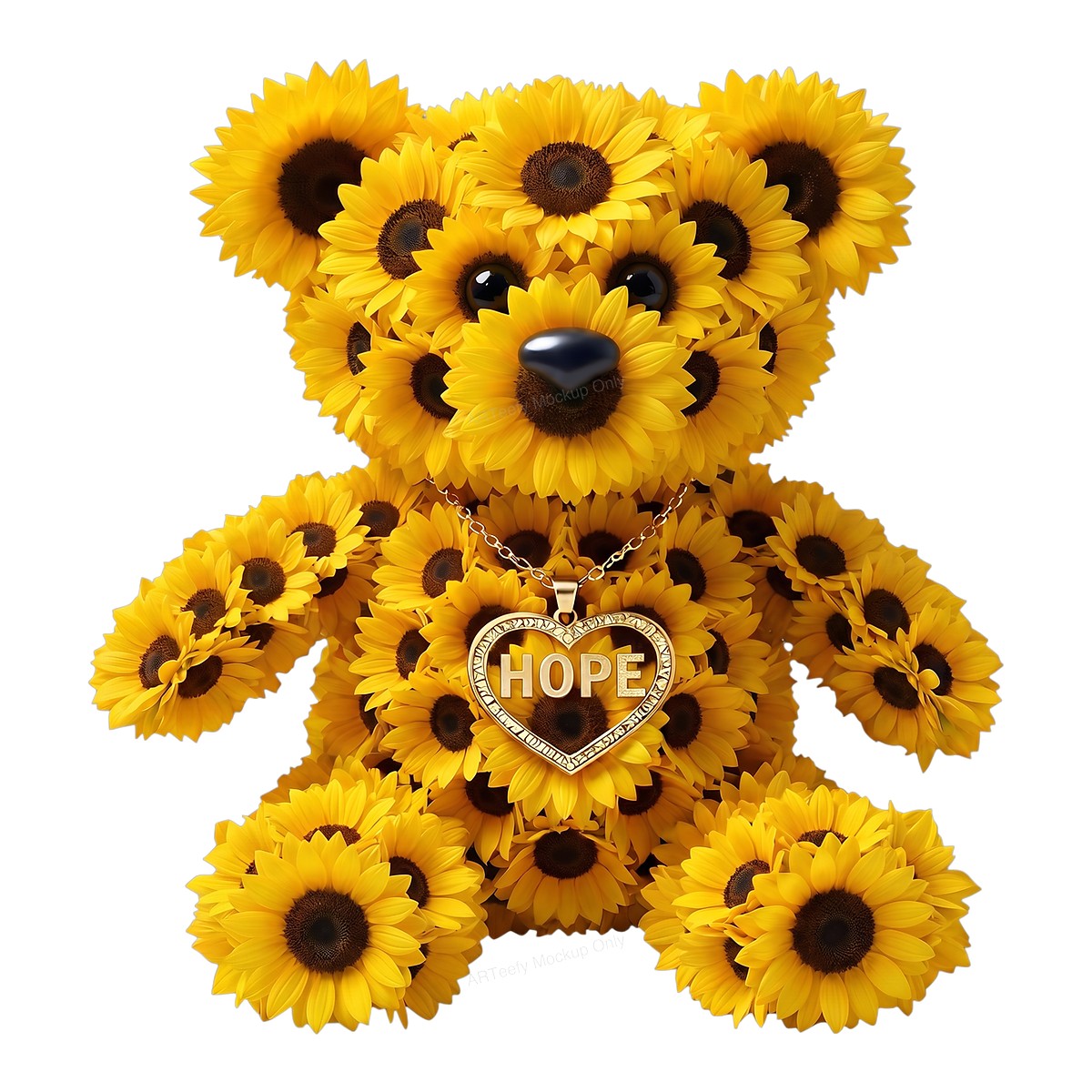 DTF Heat Transfer Hope Sunflower Teddy Bear Heart Pendant Graphic for T Shirts Hoodies and Tote Bags - 1