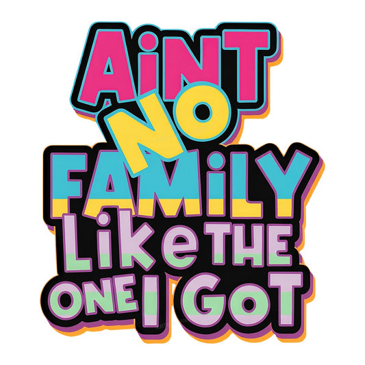 DTF Heat Transfer Ain’t No Family Like The One I Got Bold Color Block Lettering for T Shirts Hoodies and Family Gifts - 1