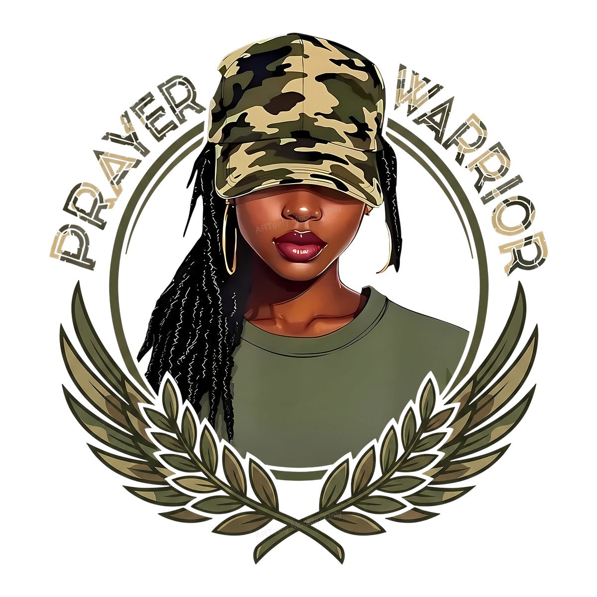 Christian Heat Transfer Prayer Warrior Camouflage Woman Graphic for T Shirts Hoodies and Tote Bags - 1
