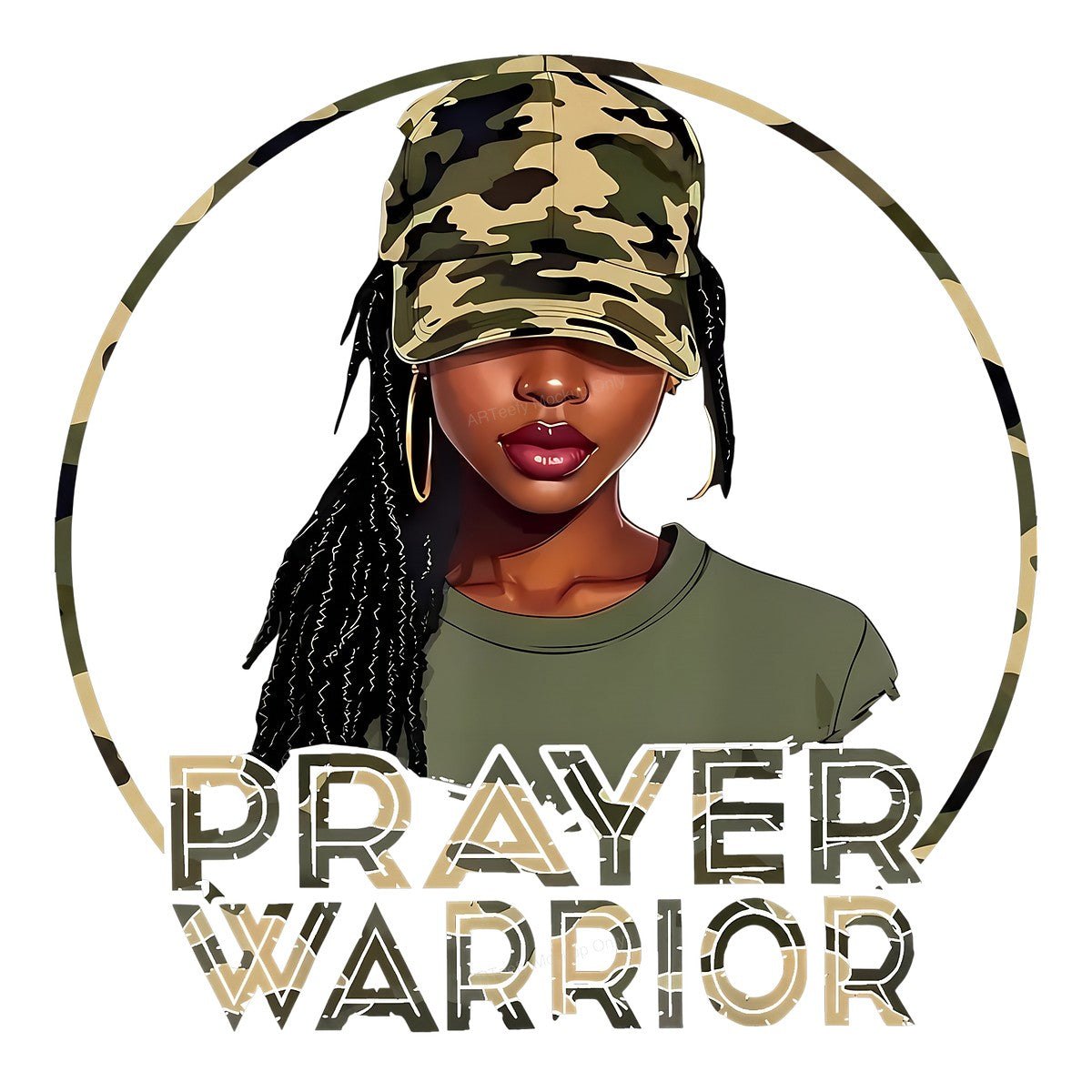 Christian Heat Transfer Prayer Warrior Camouflage Woman Graphic for T Shirts Hoodies and Tote Bags - 1