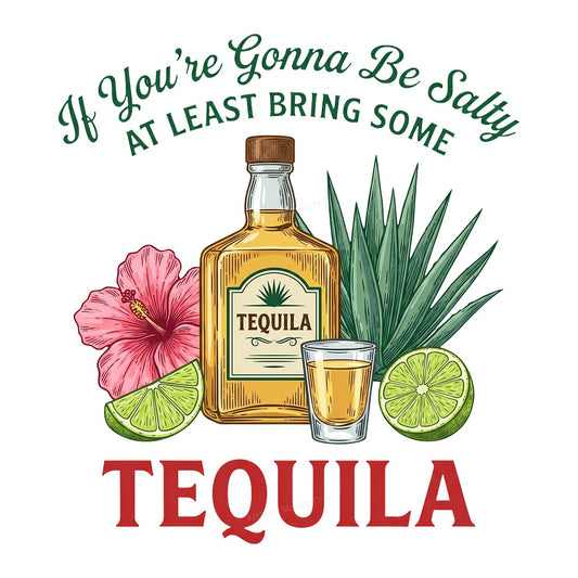 Funny Graphic Transfer If You’re Gonna Be Salty Bring Some Tequila Bottle and Lime Design for T Shirts Hoodies and Party Shirts - 1