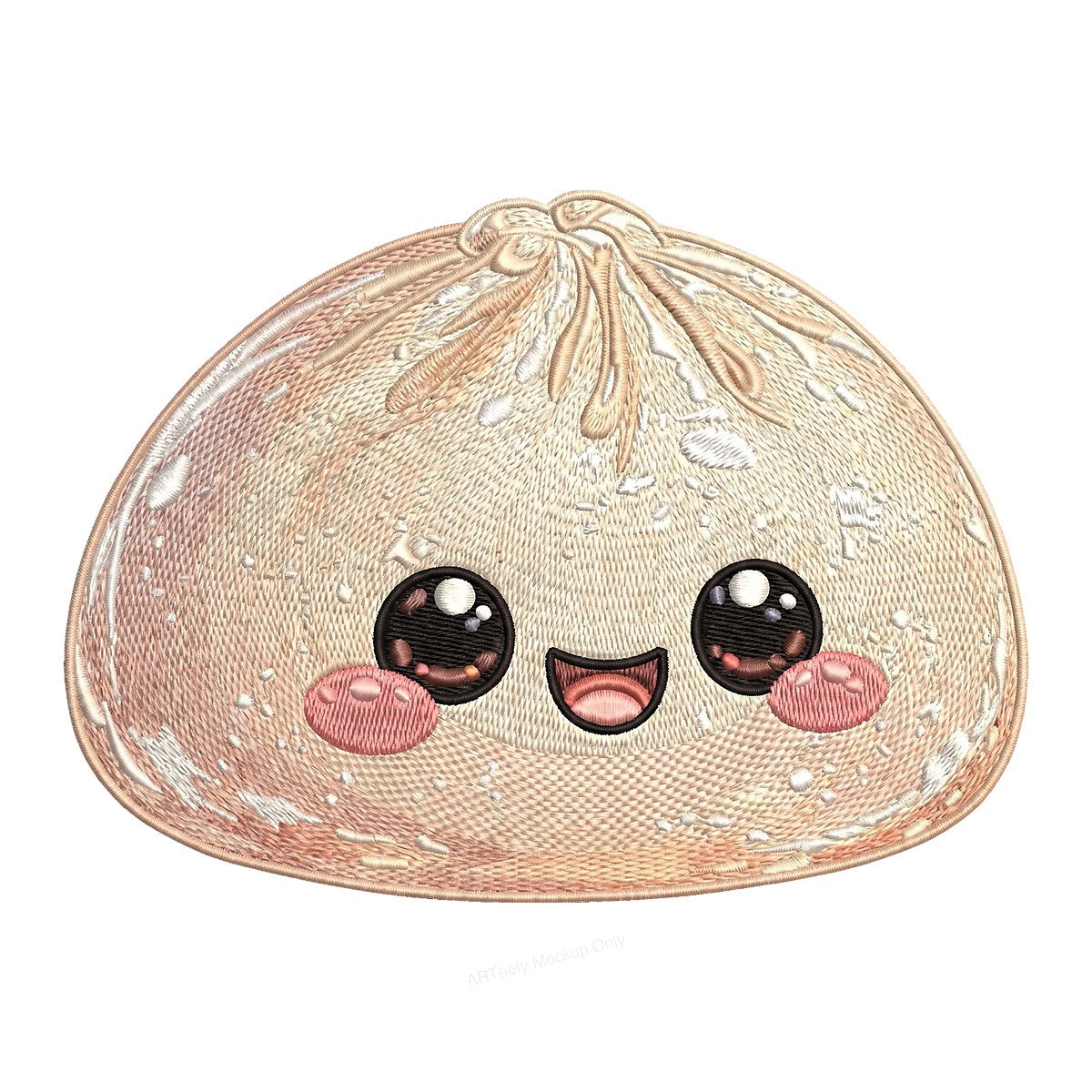 DTF Heat Transfer Cute Kawaii Dumpling Face Embroidery Style Graphic for T Shirts Hoodies and Tote Bags - 1