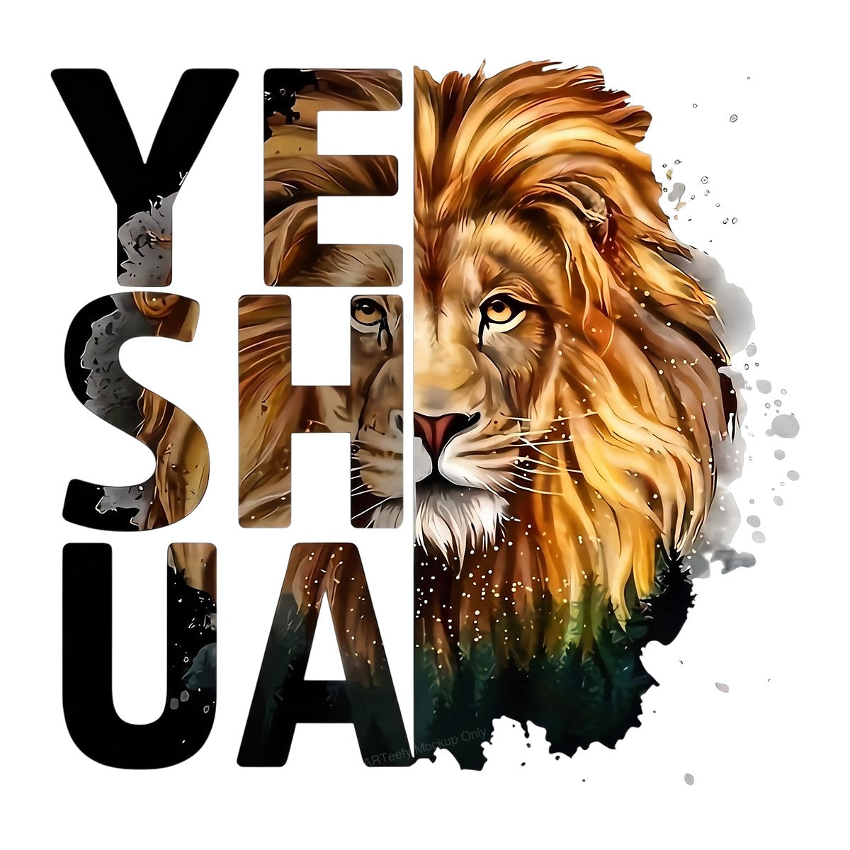 Christian Heat Transfer Yeshua Lion of Judah Watercolor Graphic for T Shirts Hoodies and Christian Apparel - 1
