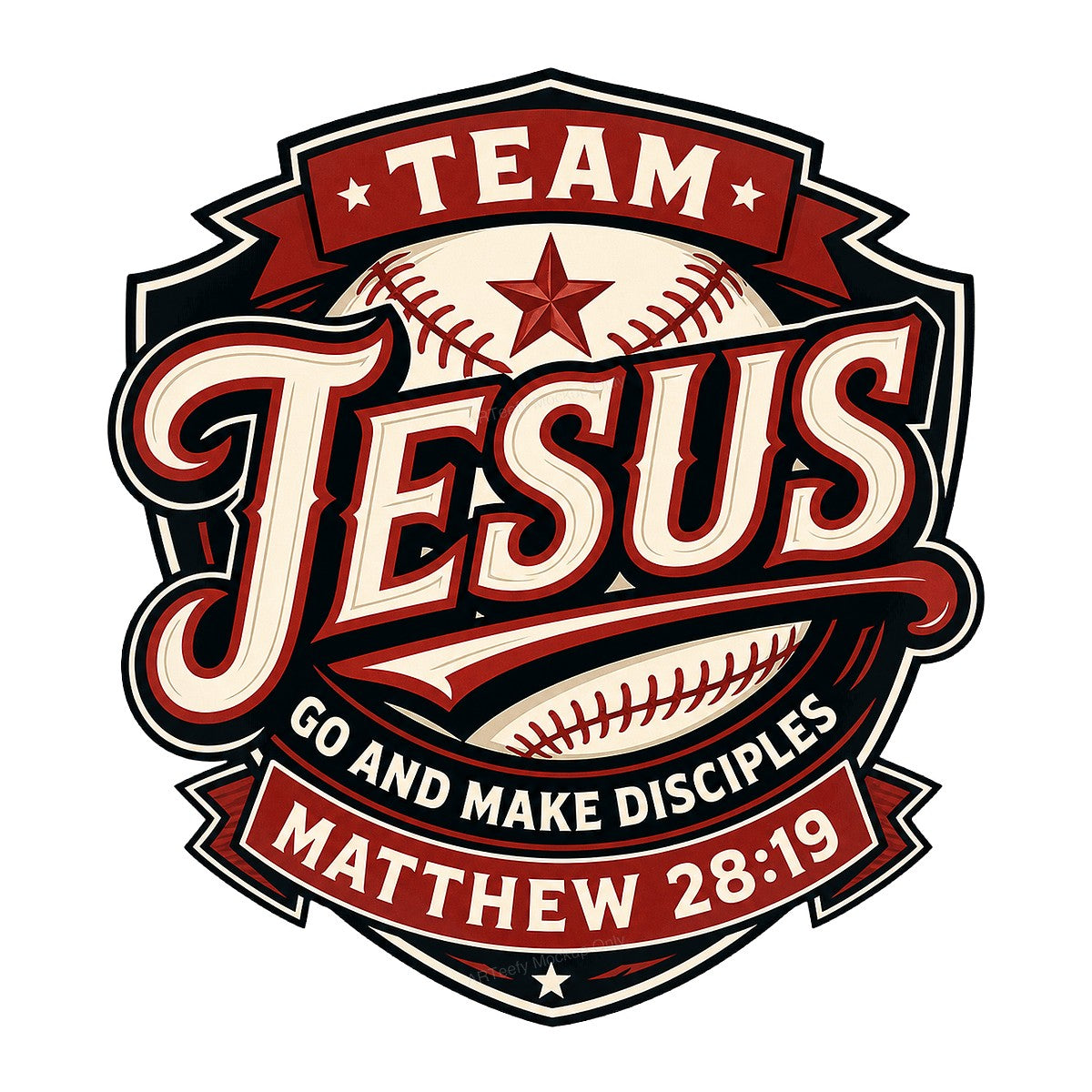 Christian Heat Transfer Team Jesus Baseball Matthew 28:19 Graphic for T Shirts Hoodies and Game Day Apparel - 1
