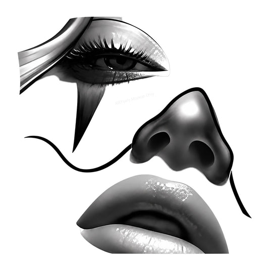 DTF Heat Transfer Abstract Woman Face Black and White Art Graphic for T Shirts Hoodies and Tote Bags - 1