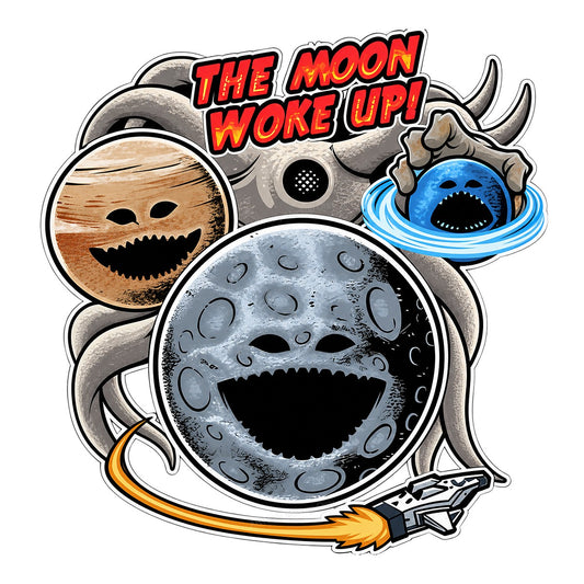 Funny Graphic Transfer The Moon Woke Up Cartoon Planets and Spaceship Design for T Shirts Hoodies and Tote Bags - 1