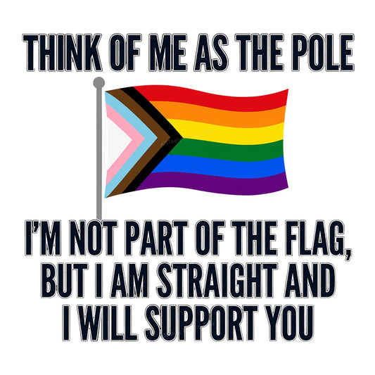 DTF Heat Transfer Think of Me as the Pole Straight Ally Pride Flag Quote Graphic for T Shirts Hoodies and Tote Bags - 1