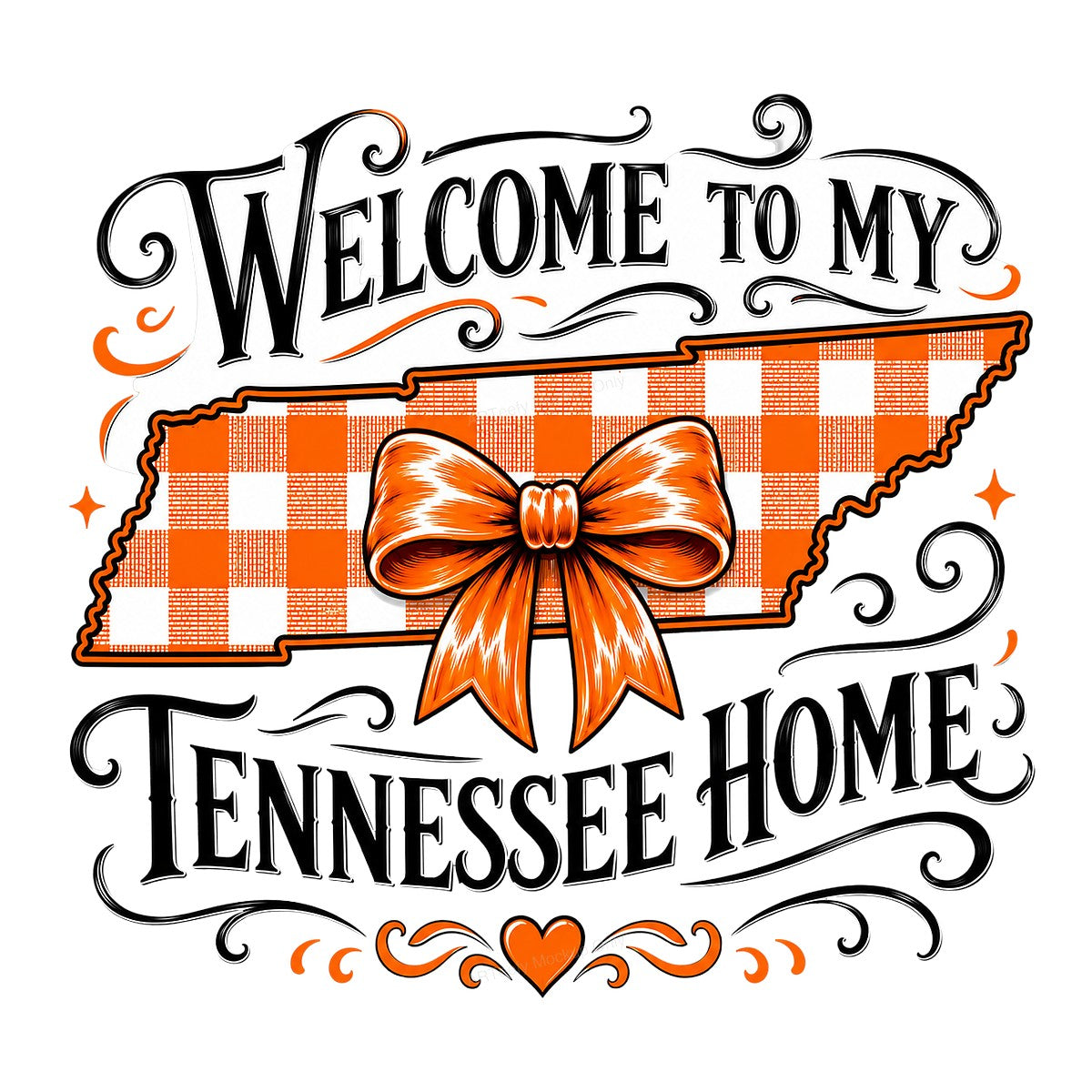 DTF Heat Transfer Welcome To My Tennessee Home Plaid State with Bow Graphic for T Shirts Hoodies and Tote Bags - 1