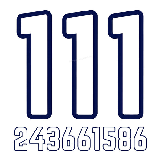Iron On Transfer Navy Outline Number 111 and Numbers Graphic for Sports Jerseys and Team Apparel - 1